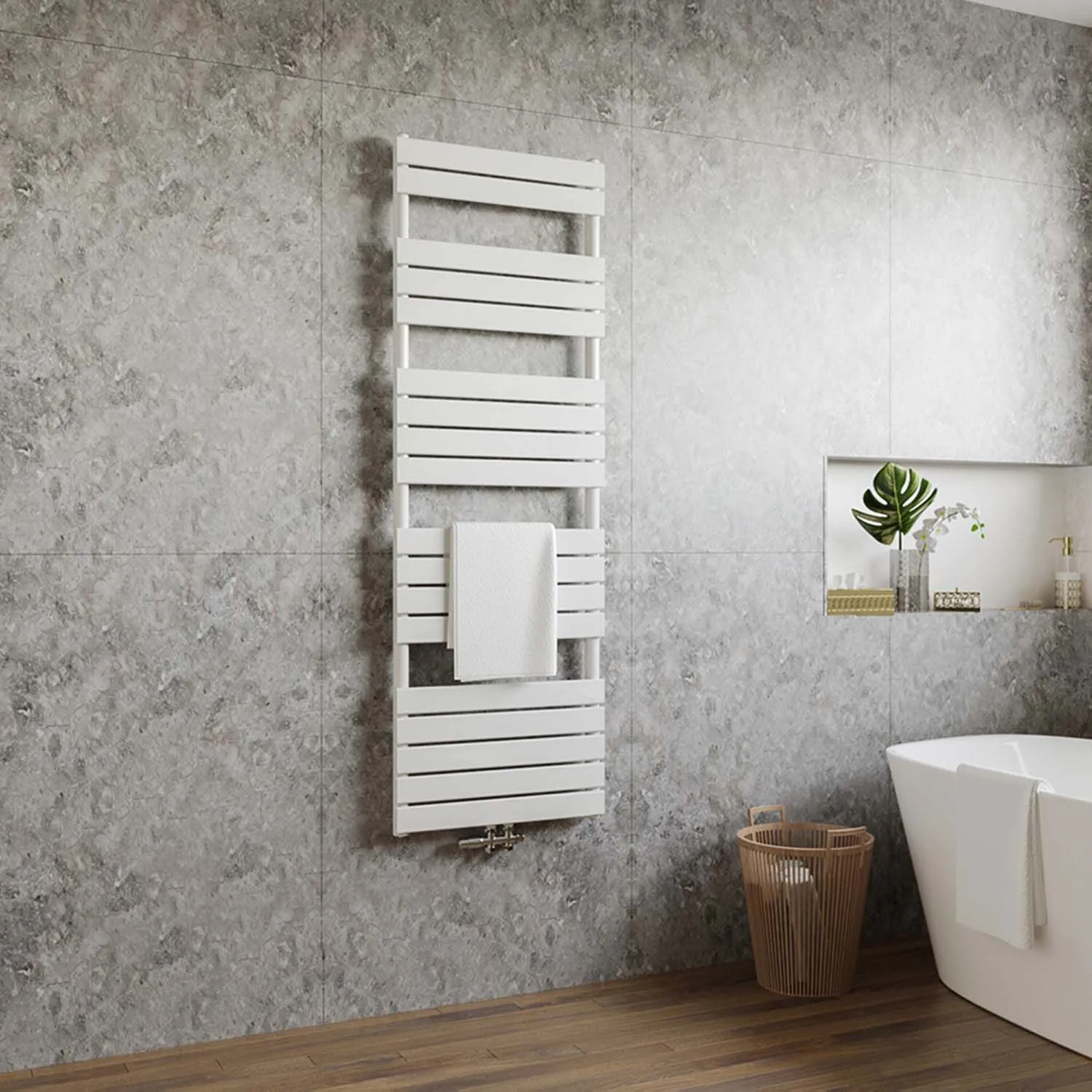 Radiator baie panou, 180×60 cm, alb, racord central