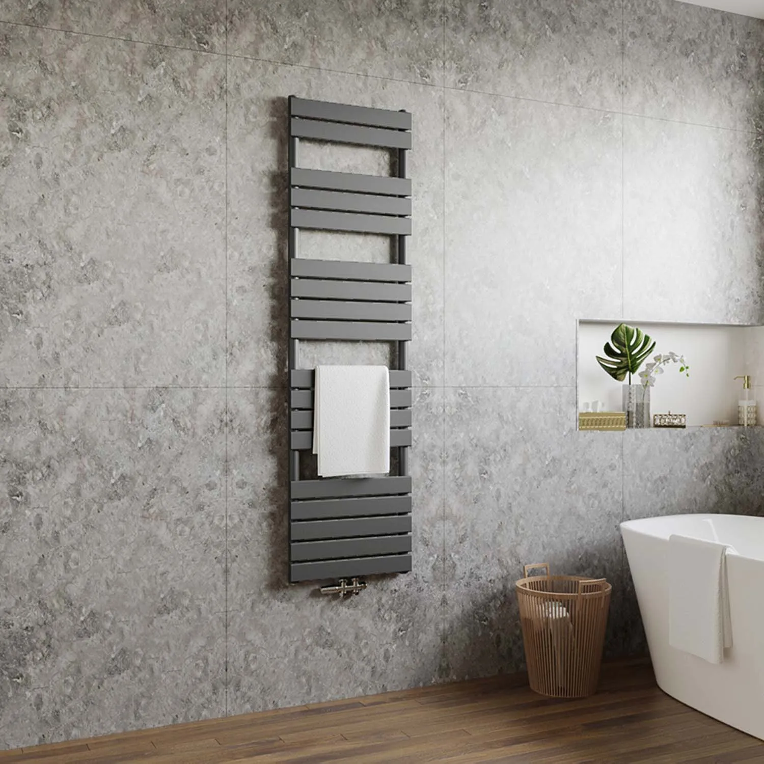 Radiator baie panou racord central 180×50cm antracit