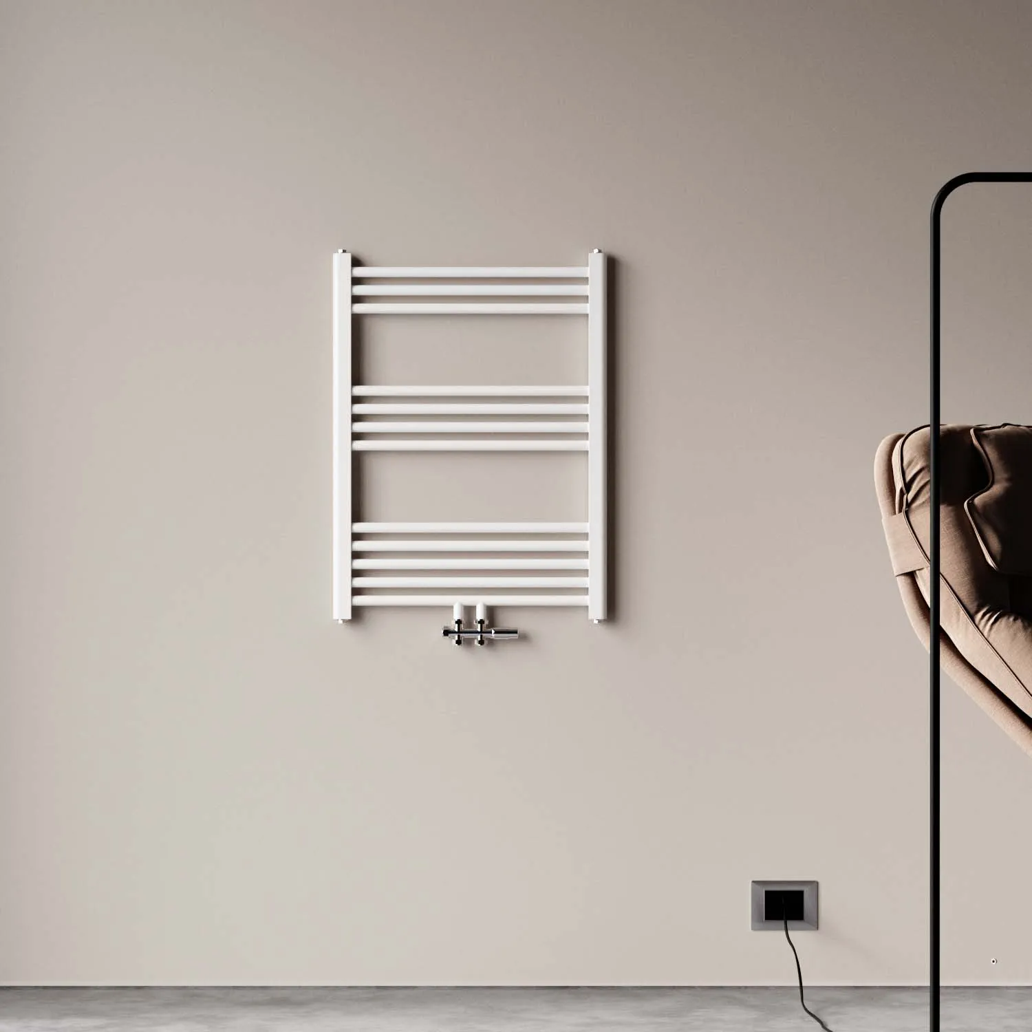 Radiator baie racord central alb 80x60 cm
