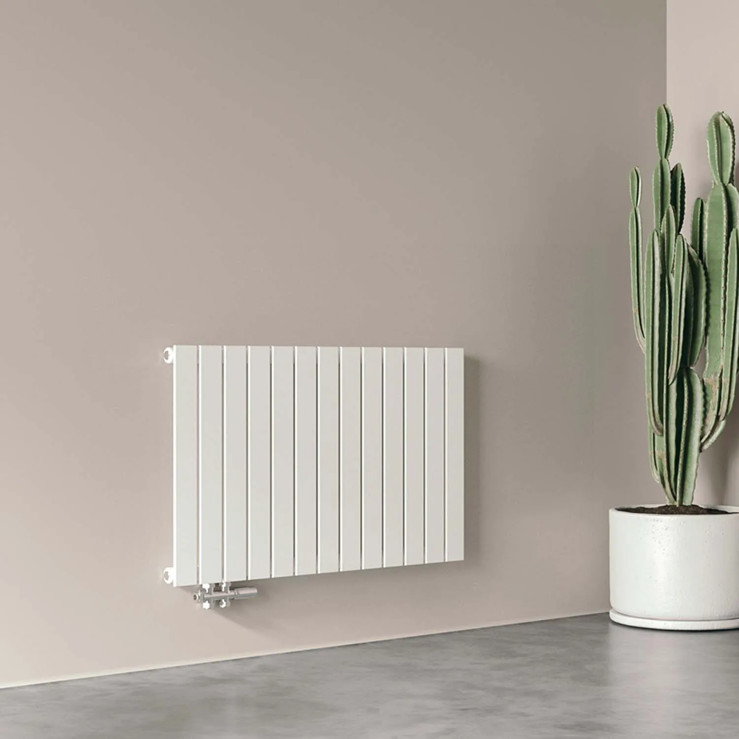 Radiator plat orizontal 600×982 mm, un singur strat, alb