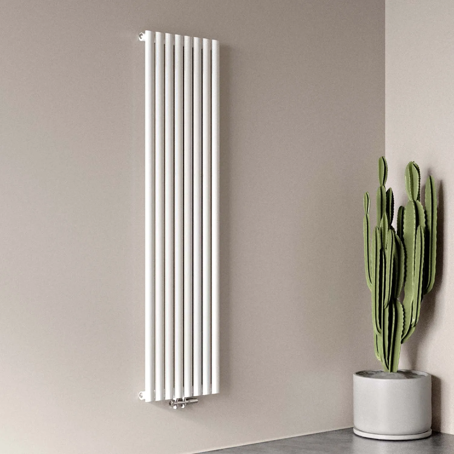 Radiator tubular oval vertical 1800x472mm, alb, un strat