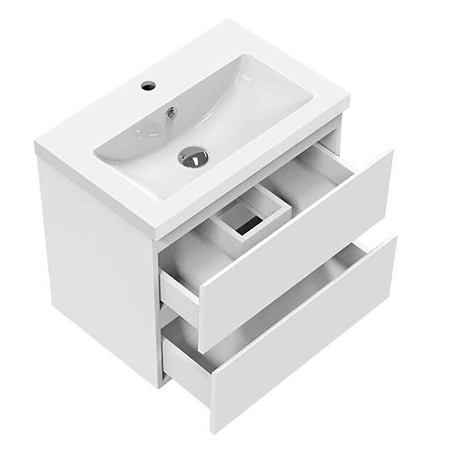 Set mobilier baie chiuvetă 50 cm cu dulap de perete și dulap de bază alb