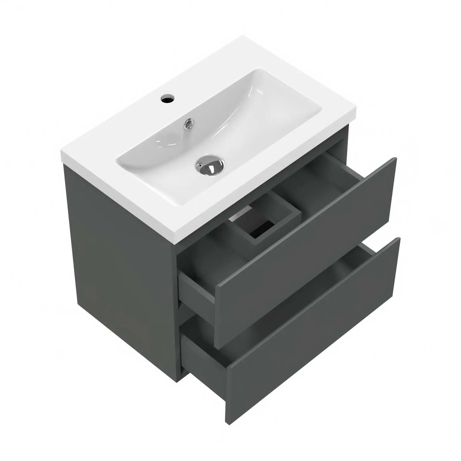 Set mobilier baie cu chiuvetă 50 cm, dulap de perete și dulap de bază antracit