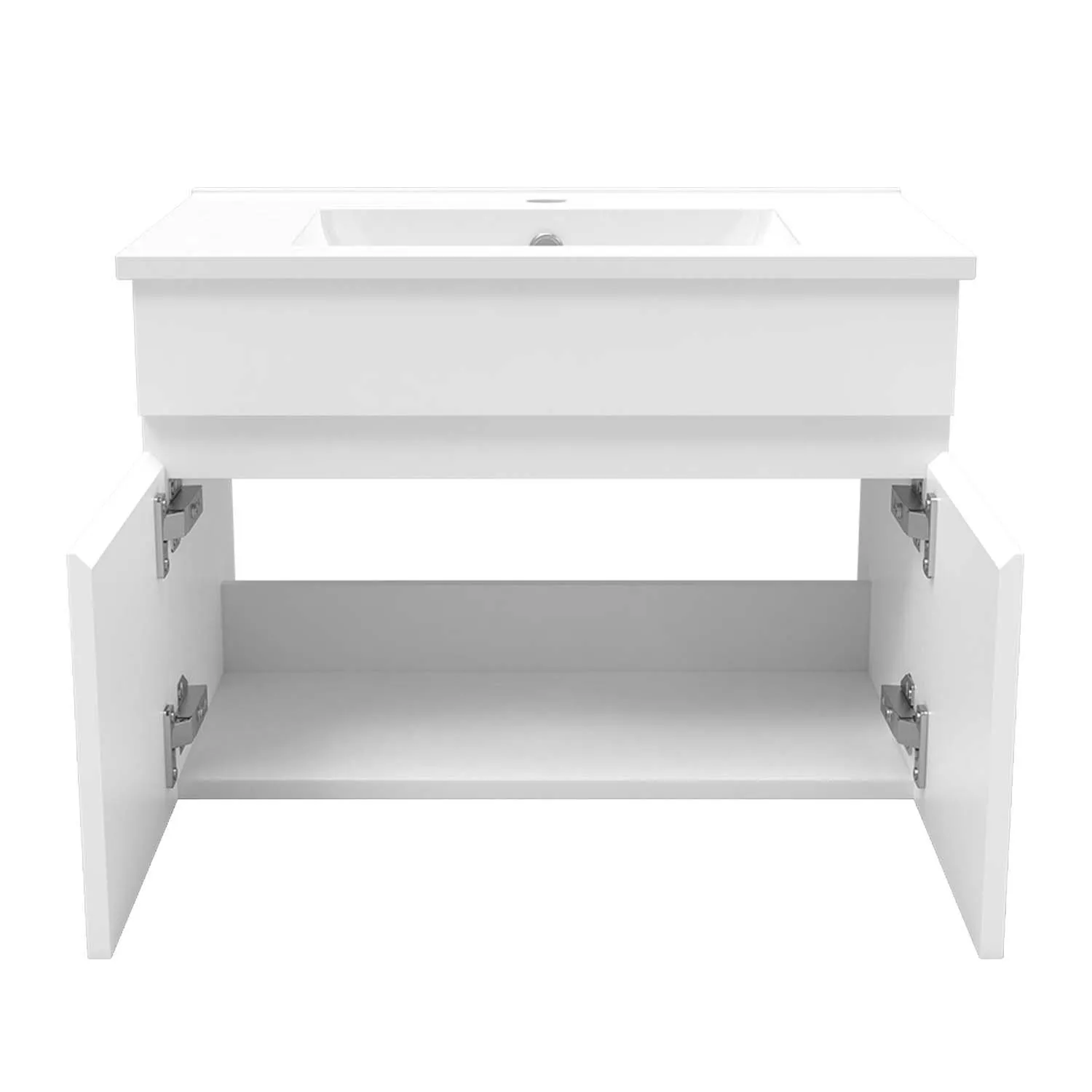 Set mobilier baie cu chiuvetă 60 cm, dulap de bază și dulap de perete, alb