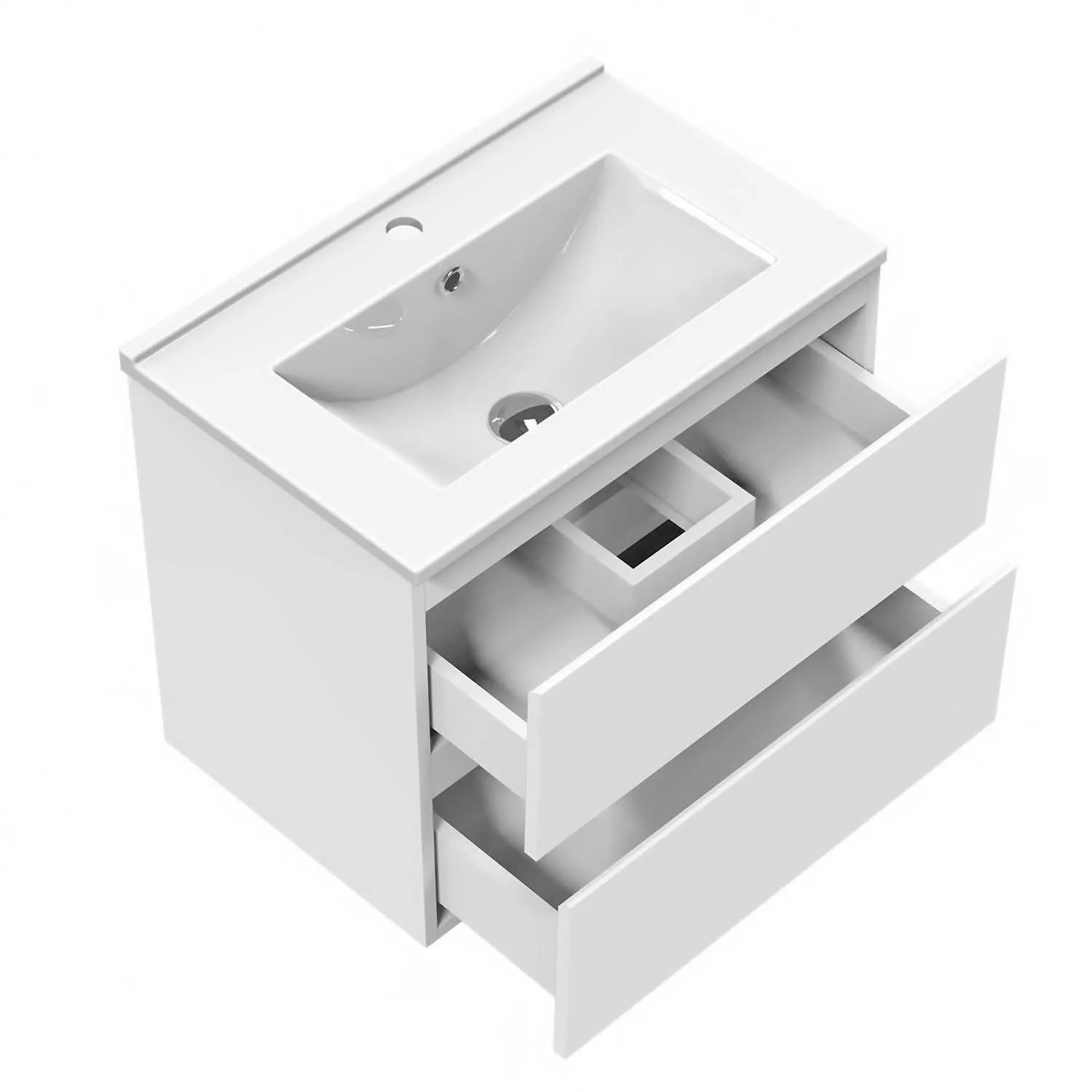 Set mobilier baie cu chiuvetă de 60 cm, dulap de bază și dulap de perete, alb
