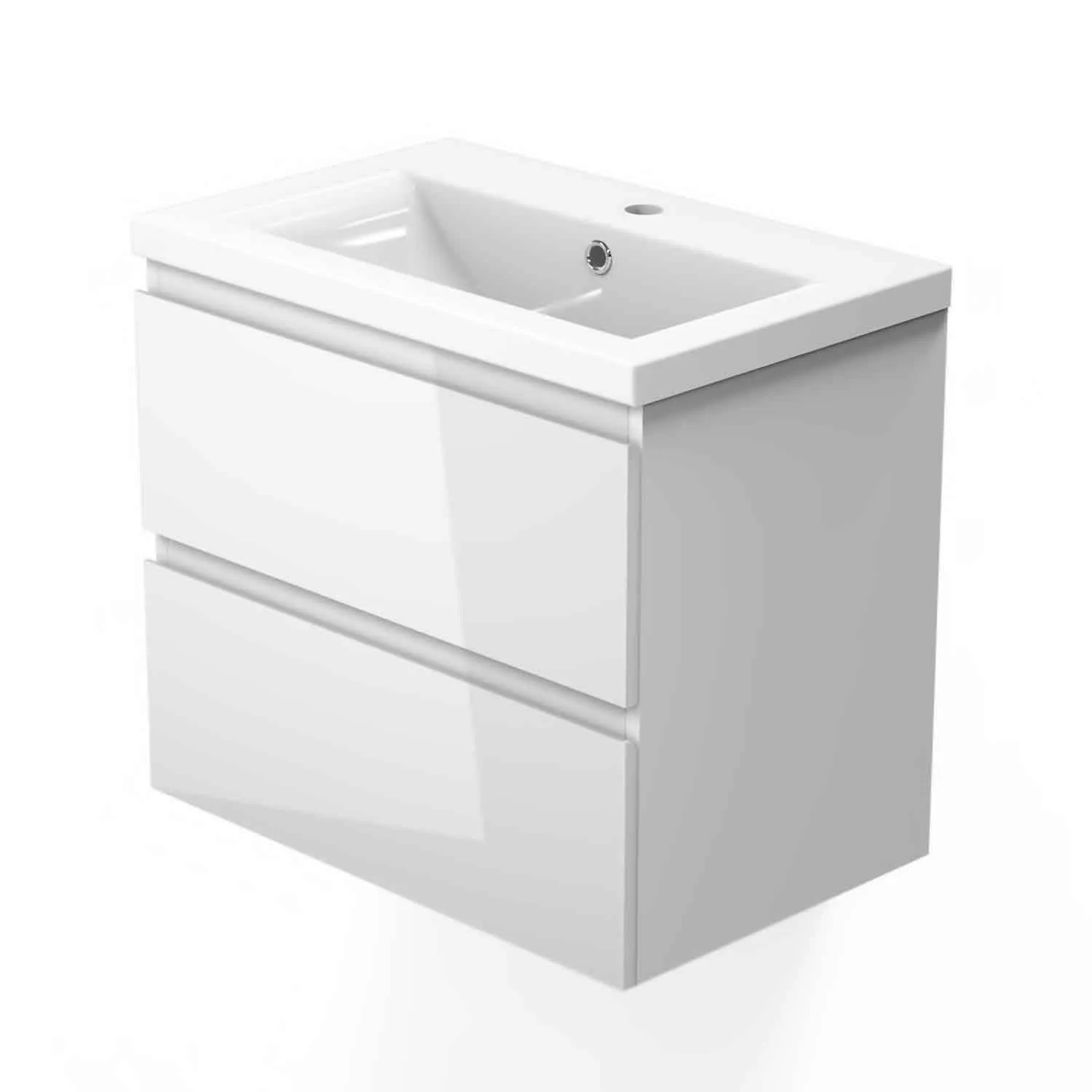 Set mobilier baie lavoar 50 cm, bază perete, alb lucios