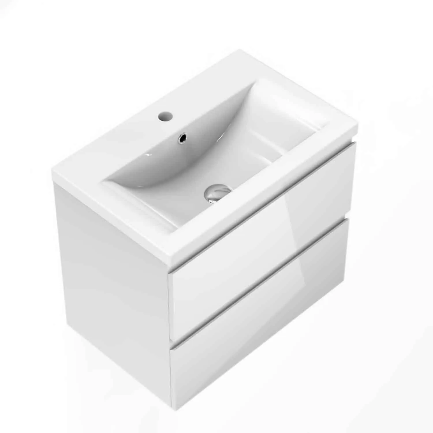 Set mobilier baie lavoar 50 cm, bază perete, alb lucios