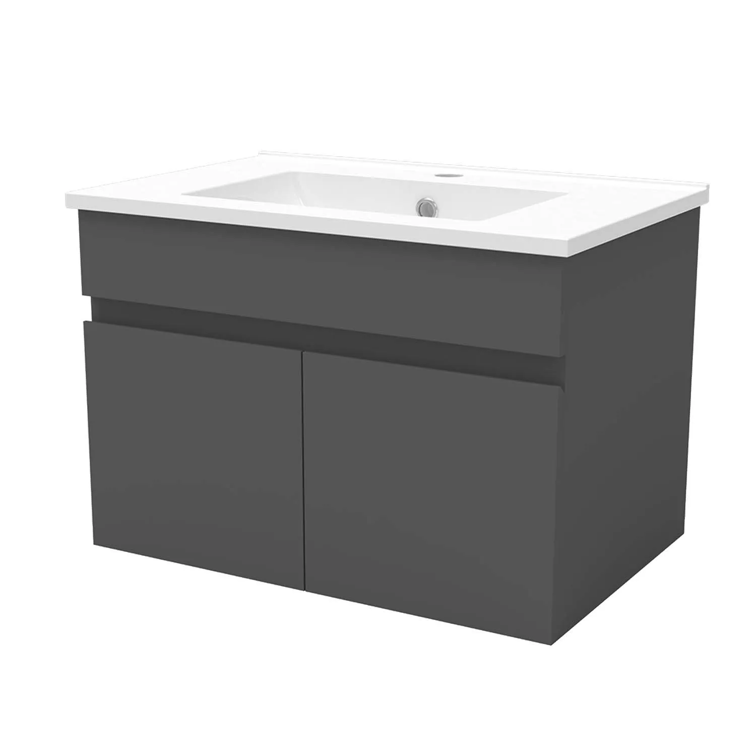 Set mobilier baie lavoar 60 cm bază de perete antracit