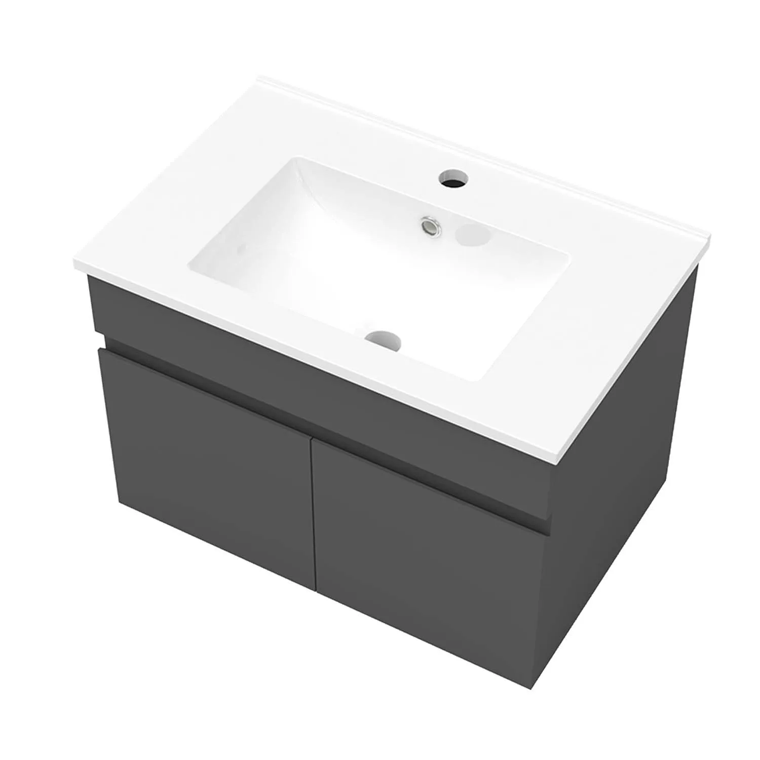 Set mobilier baie lavoar 60 cm bază de perete antracit