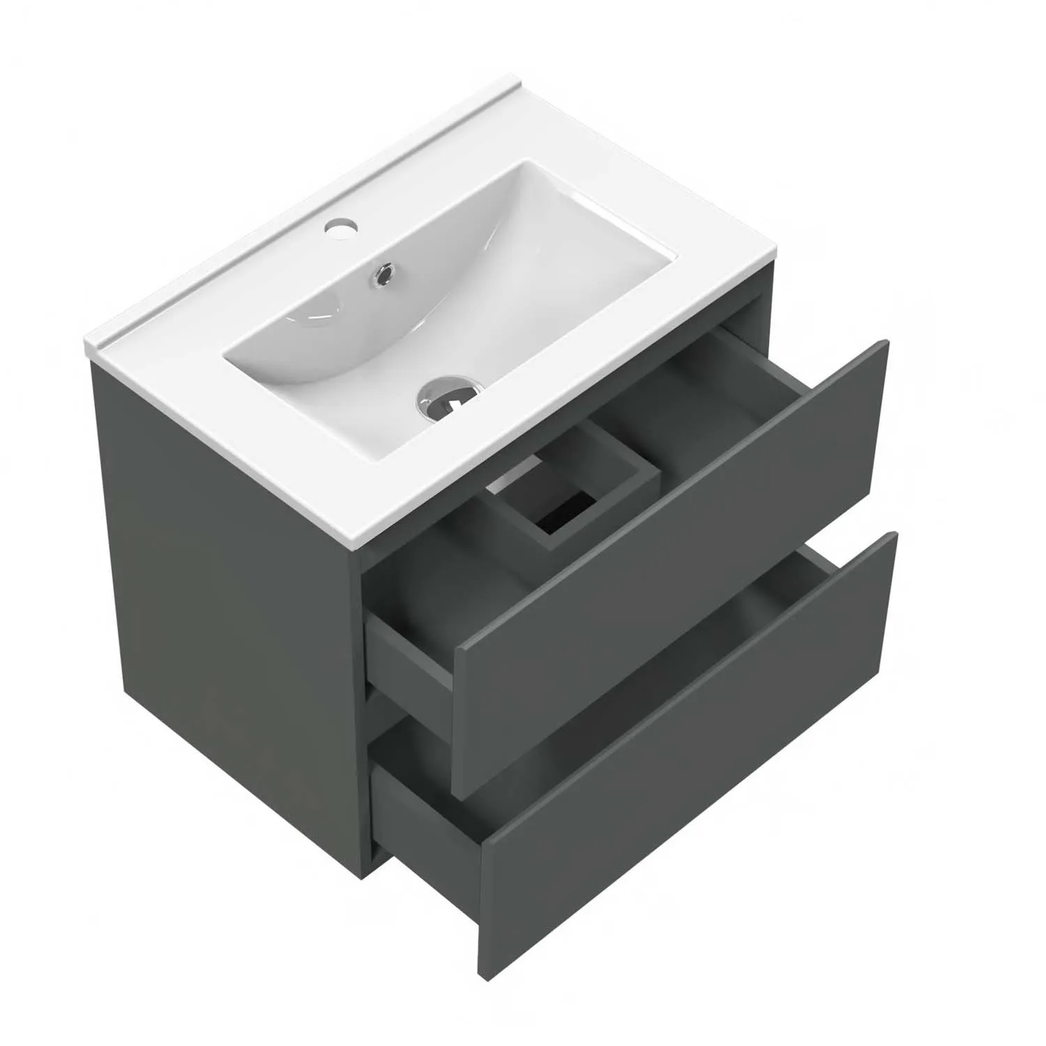 Set mobilier baie lavoar 60 cm bază de perete antracit