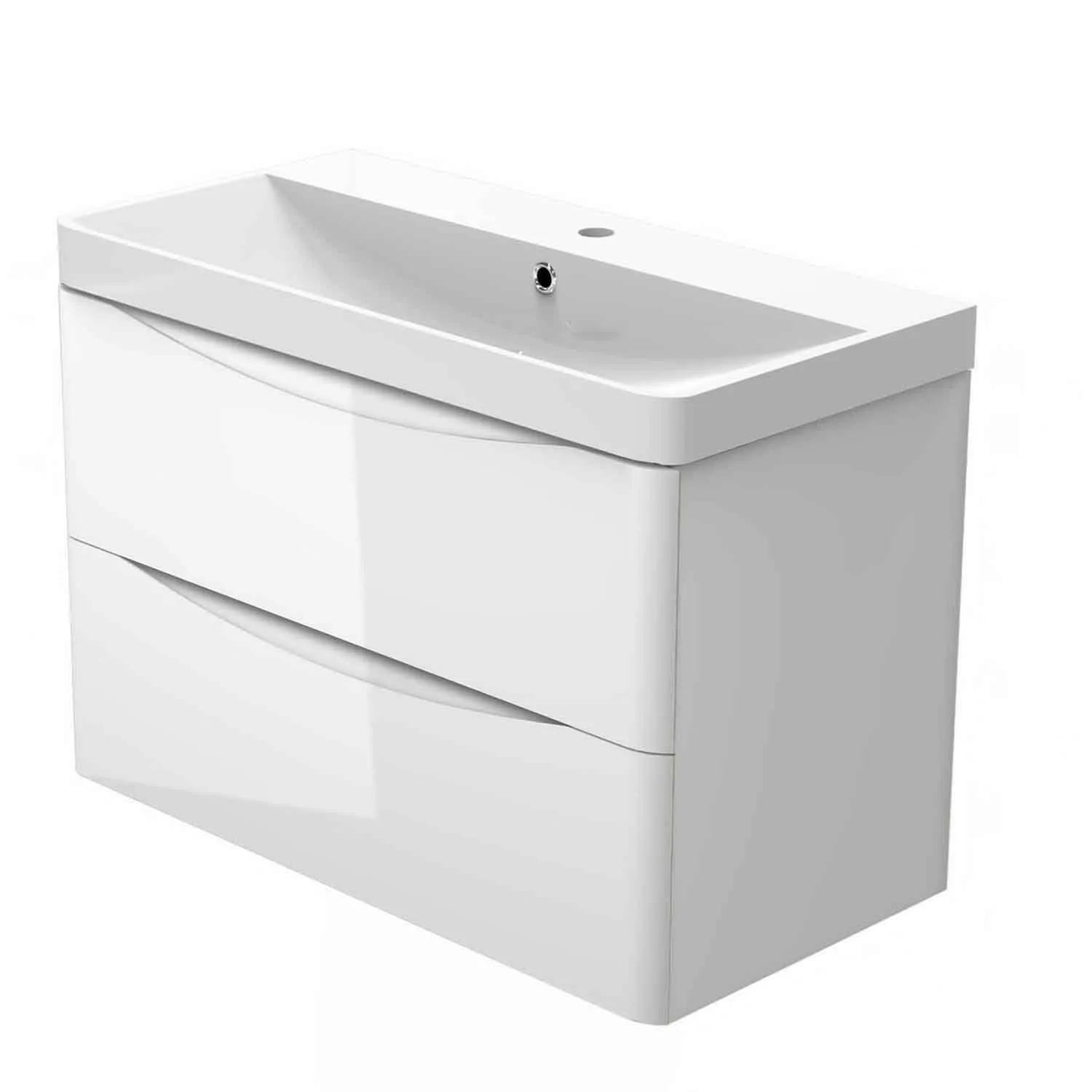 Set mobilier baie lavoar 60cm cu dulap bază alb lucios